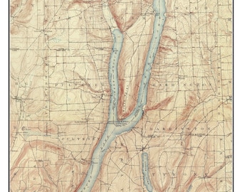 Keuka Lake - 1903 USGS Old Topographic Map  Custom Composite Reprint New York Finger Lakes
