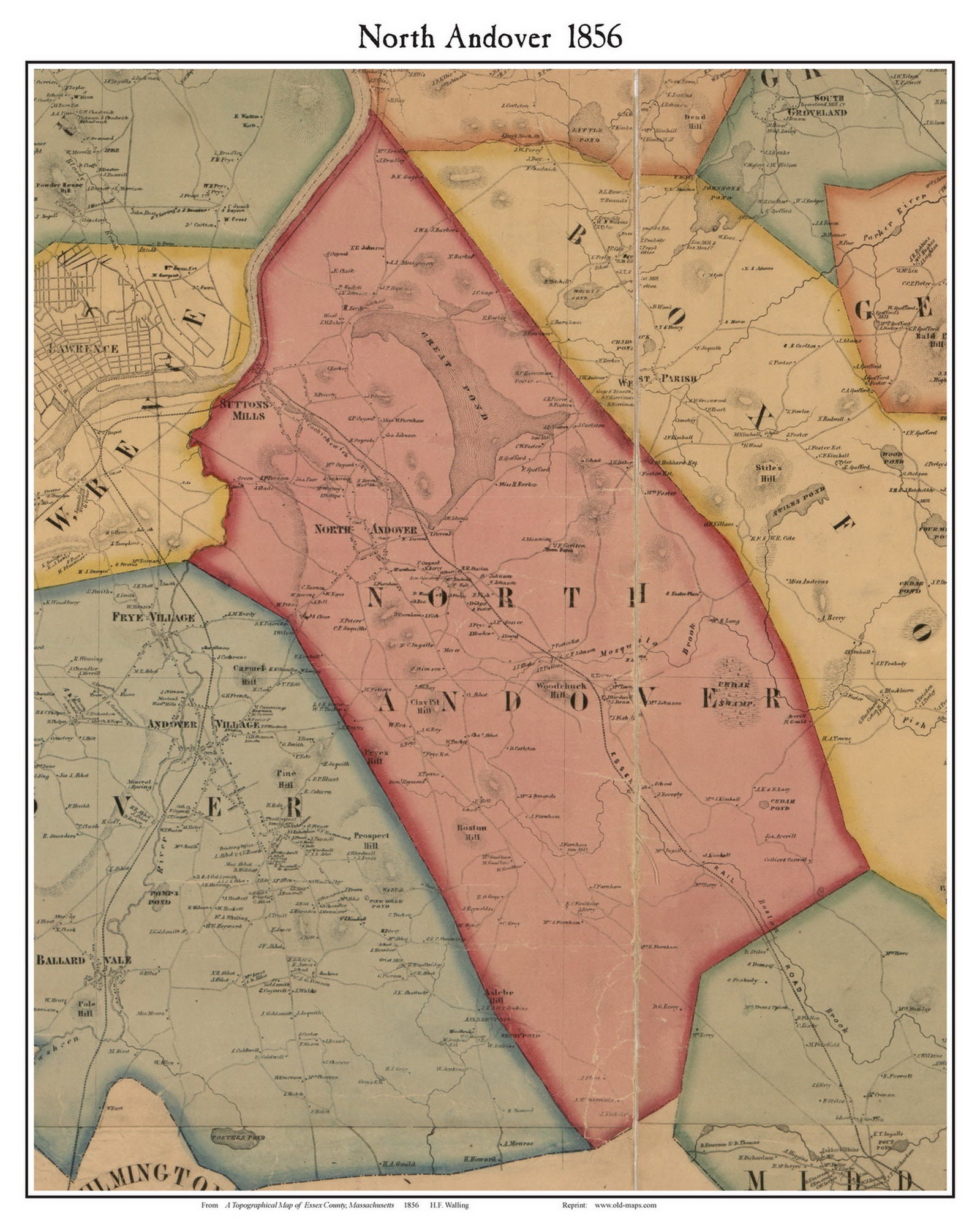 Map Of North Andover Ma North Andover Massachusetts 1856 Old Town Map With Homeowner | Etsy  Australia