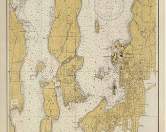 Newport Harbor, RI - 1931 Nautical Map by the USCGS - Reprint Harbors 236  TAN  2:3