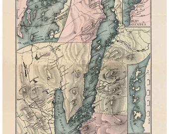 Lake George 1890 Stoddard - Old Map Reprint New York - Specials - Lakes