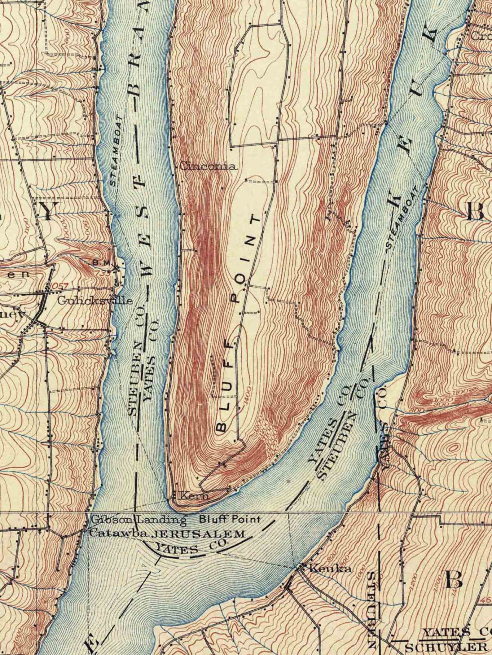 Keuka Lake 1903 USGS Old Topographic Map Custom Composite Etsy