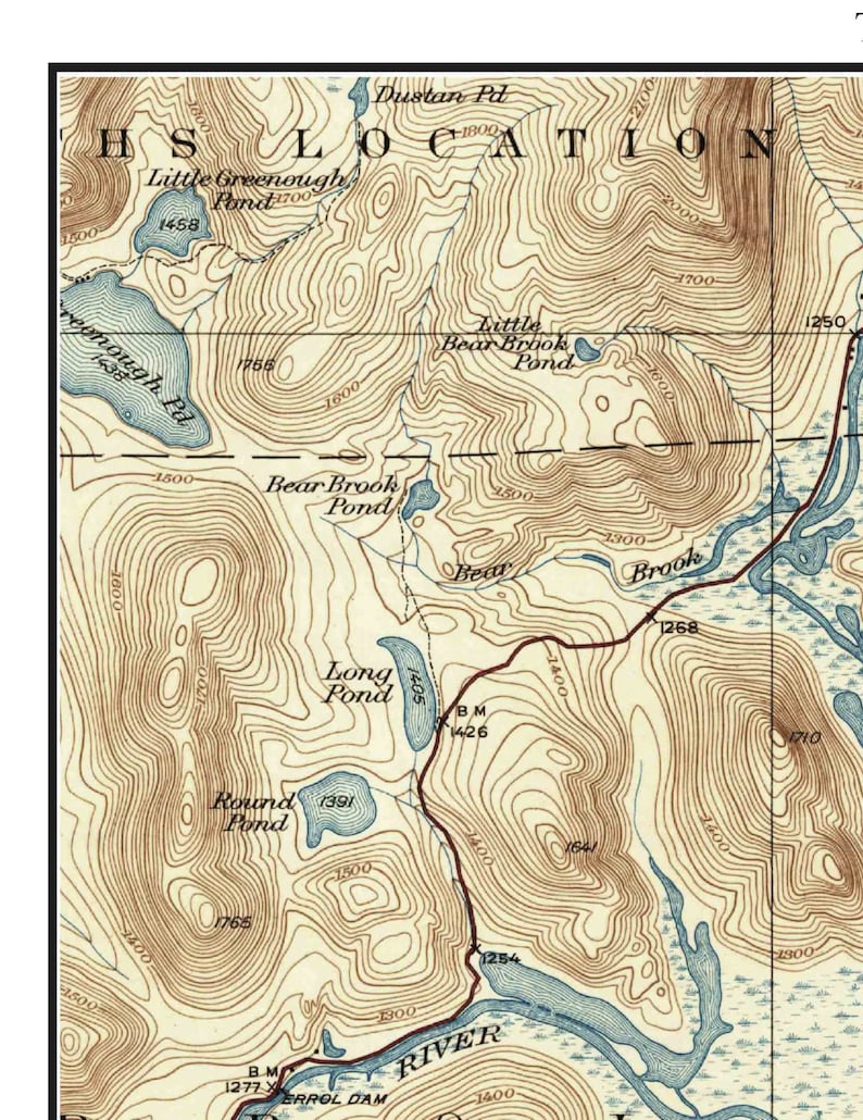 Umbagog Lake 1944 Old Topographic Map USGS Custom Composite Etsy
