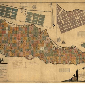 St Croix 1754b  - Early Landowners - Genealogy - Old Map Reprint Dutch Caribbean Virgin Islands West Indies Separate Islands