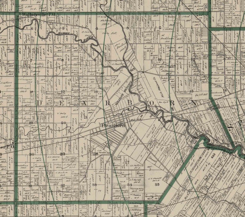 Wayne County Michigan 1894 Old Wall Map Reprint With Etsy