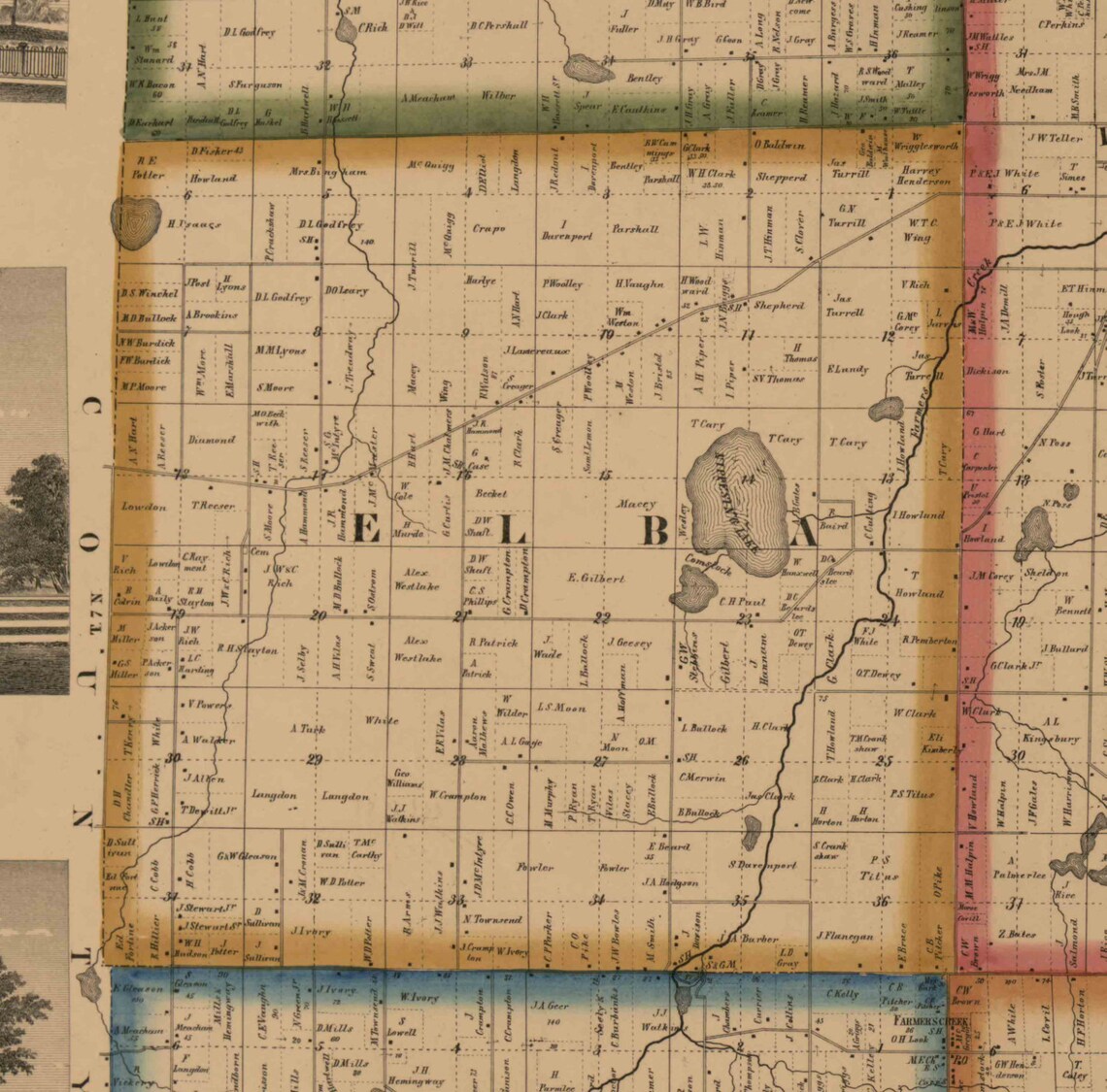 Lapeer County Michigan 1863 Wall Map Reprint With Homeowner Etsy UK