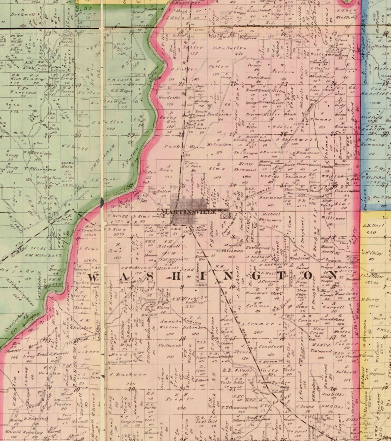 County Indiana 1875 Old Wall Map Reprint With Etsy