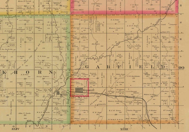 Plymouth County Iowa 1884 Old Wall Map With Landowner Names Etsy