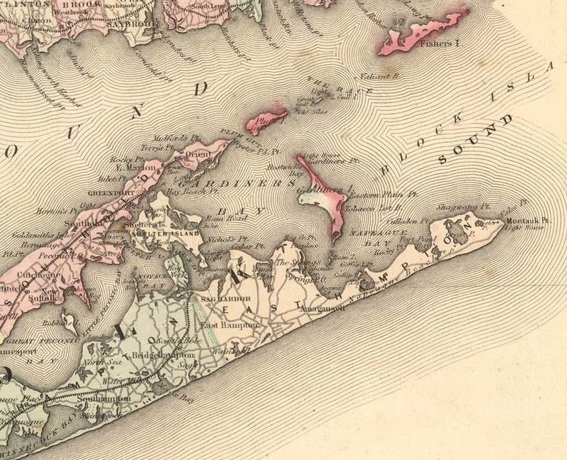 Long Island 1875 Map by Asher & Adams LIP - Etsy