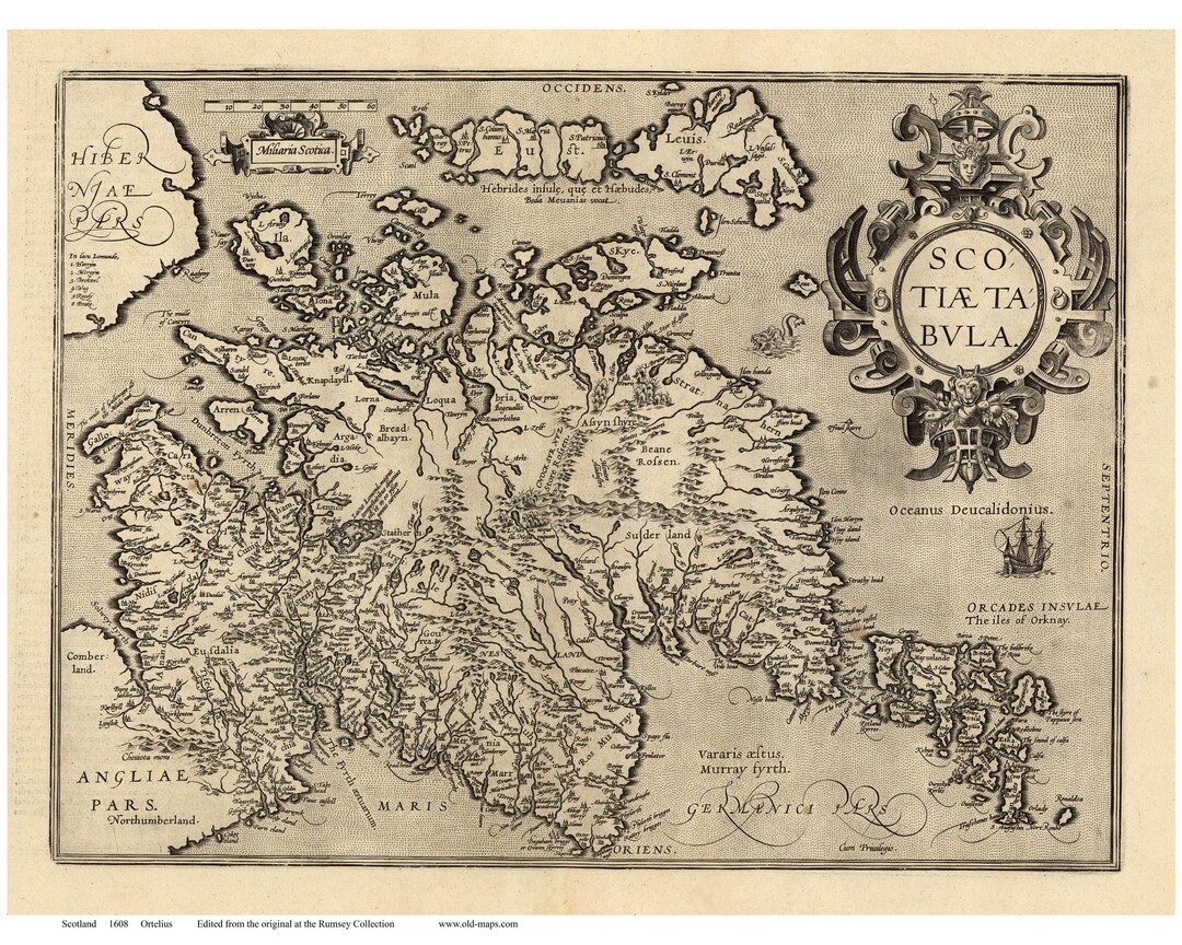 Scotland 1608 Old Map - Ortelius - Reprint - Etsy