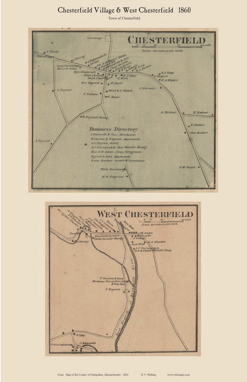 Chesterfield Village 1860 Old Town Map With Homeowner Names | Etsy