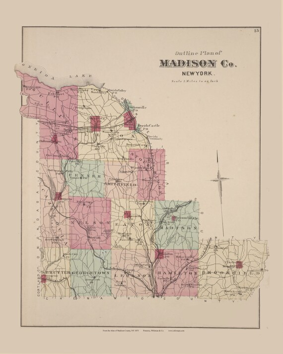 Madison County 1875 Map Reprint Madison Co Beers Atlas New Etsy