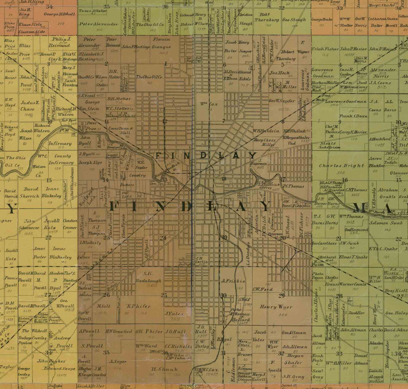 Hancock County Ohio 1890 Old Wall Map Reprint With Homeowner Etsy
