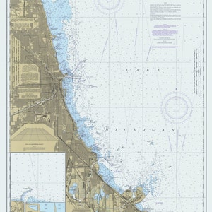 Chicago Lake Front 1983 - Lake Michigan, Illinois - Nautical Map Reprint 10,000 scale - Great Lakes Harbors #7 - 751