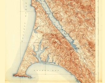 Point Reyes 1918 (1936) Old Topo Map - An edited reprint of the original quad - 15x15 USGS Topographic California
