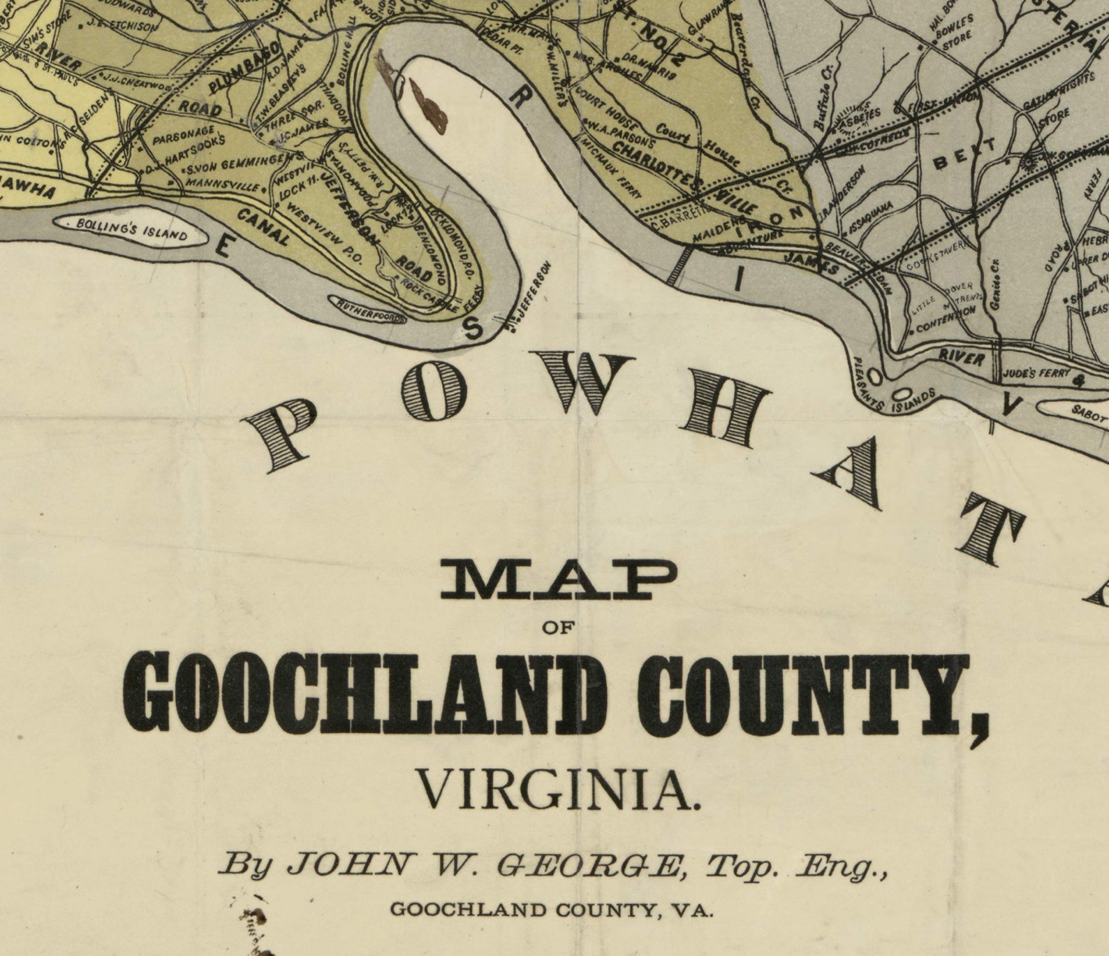 Goochland County Virginia 1881 Old Wall Map With Homeowner Etsy