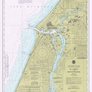 St Joseph and Benton Harbor 1984 - Lake Michigan, Michigan - Nautical Map Reprint 10,000 scale - Great Lakes #7 - 758