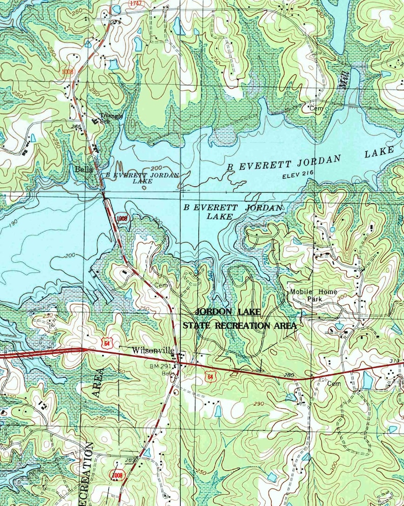 Jordan Lake 1993 Old Map Topo Custom Composite USGS Reprint Etsy