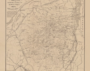 Adirondack Survey Sketch 1873 - Old Map Land Patents - New York  Colvin Reprint ADM