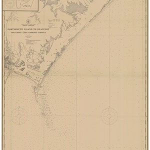 Portsmouth Island to Beaufort-1915-Outer Banks Williston Otway Smyrna Cape Lookout North Carolina-Nautical Map  Reprint  80000 AC Chart 1233