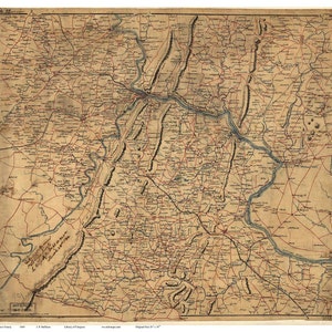 Loudoun County (and more) Virginia  1864  Old Wall Map  With Homeowners names   Reprint