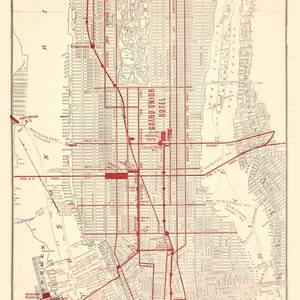 1910 Subway Map Manhattan Rapid Transit Old Map - New York City Reprint -  Subway
