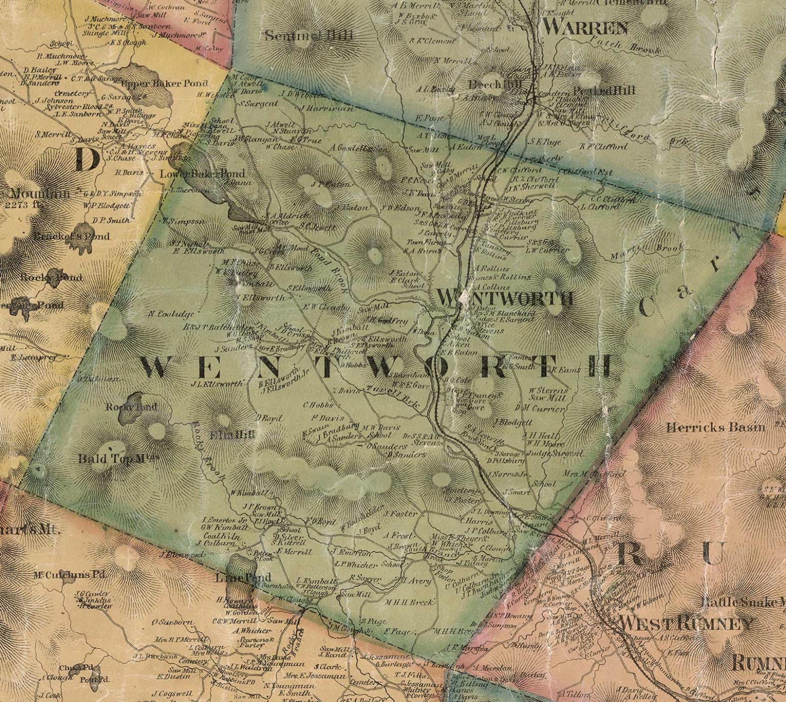 Grafton County New Hampshire 1860 Old Wall Map Reprint With Etsy