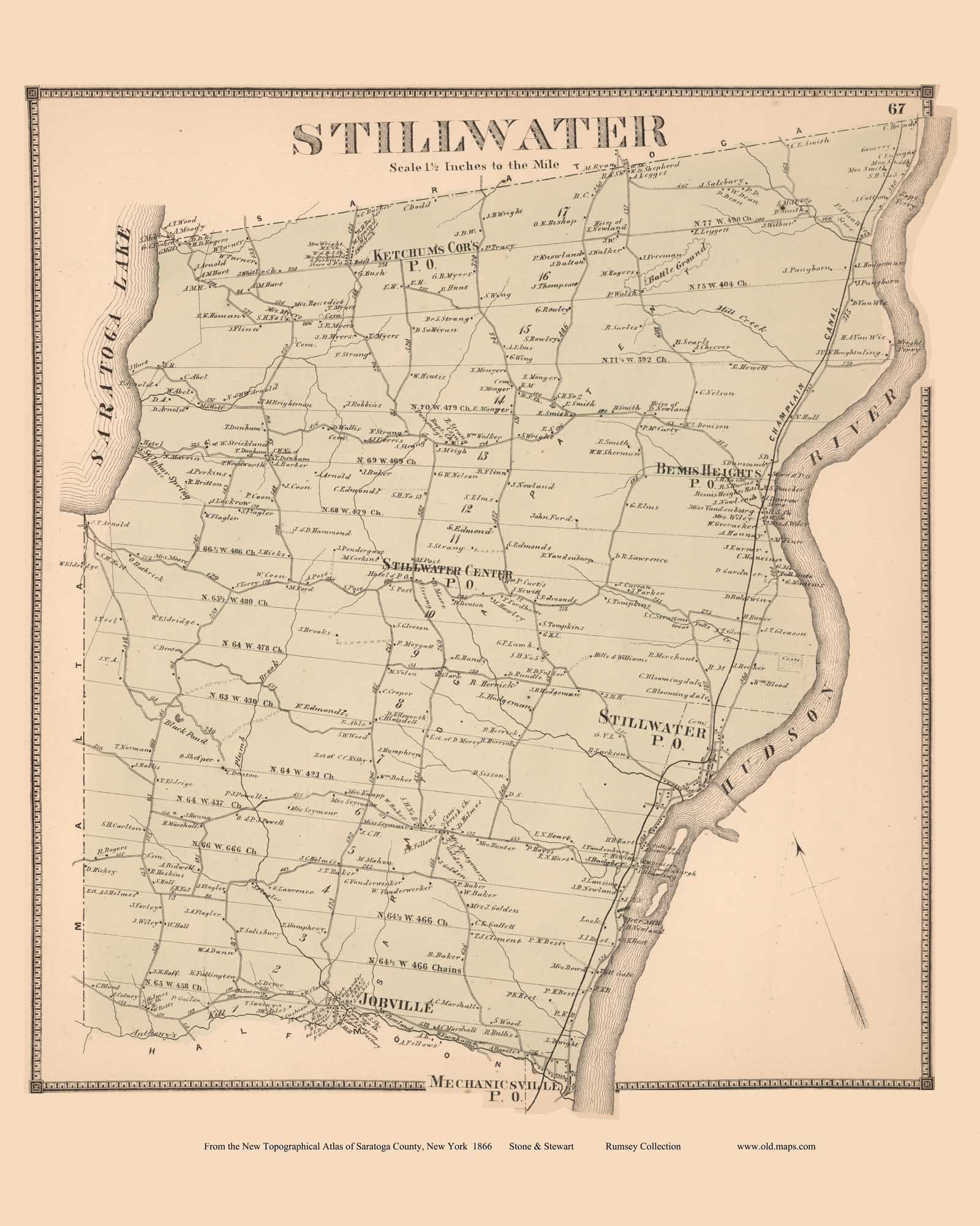 Stillwater 1866 Old Town Map Reprint Saratoga County pic