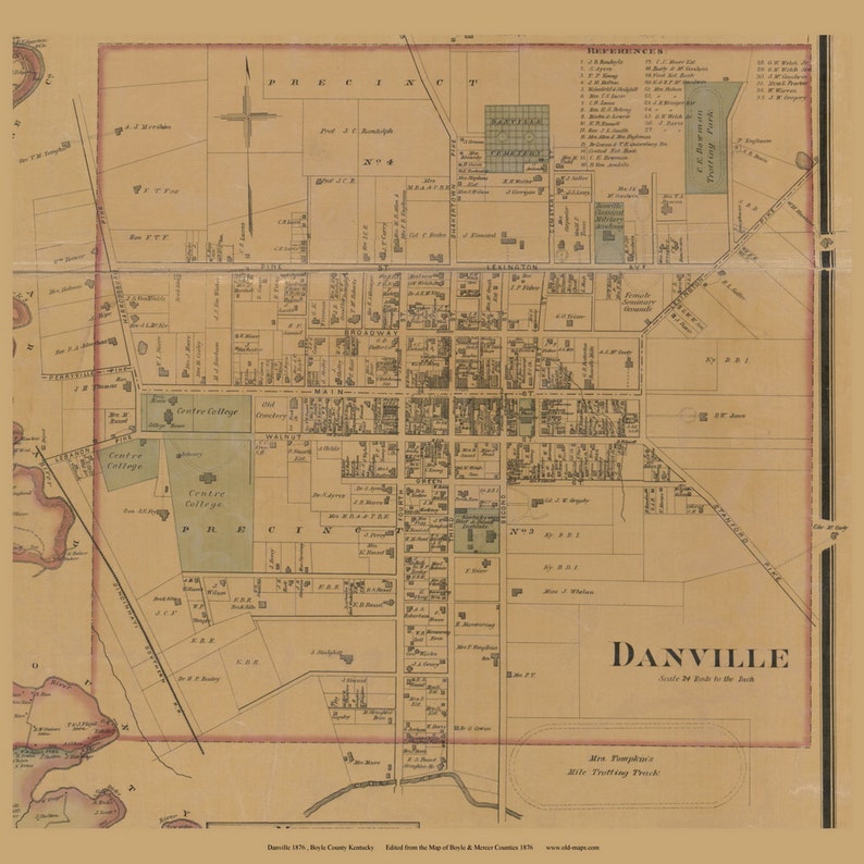 Danville Village 1876 Old Town Map With Homeowner Names Etsy