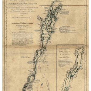 Lake Champlain & Lake George 1776 Military Map  by Brassier    Reprint