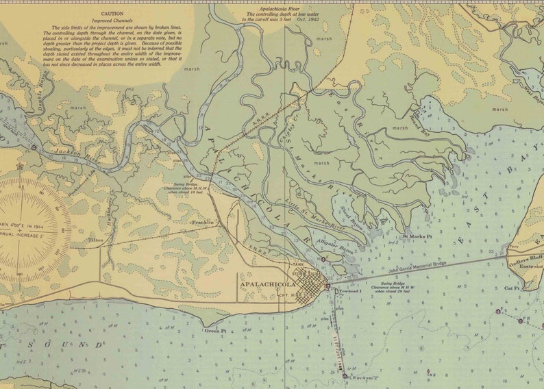 Apalachicola Bay to Cape San Blas 1943 Eagle Harbor St Etsy