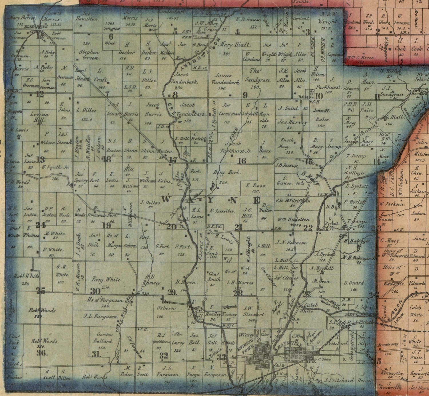 Henry County Indiana 1857 Old Wall Map Reprint With Etsy