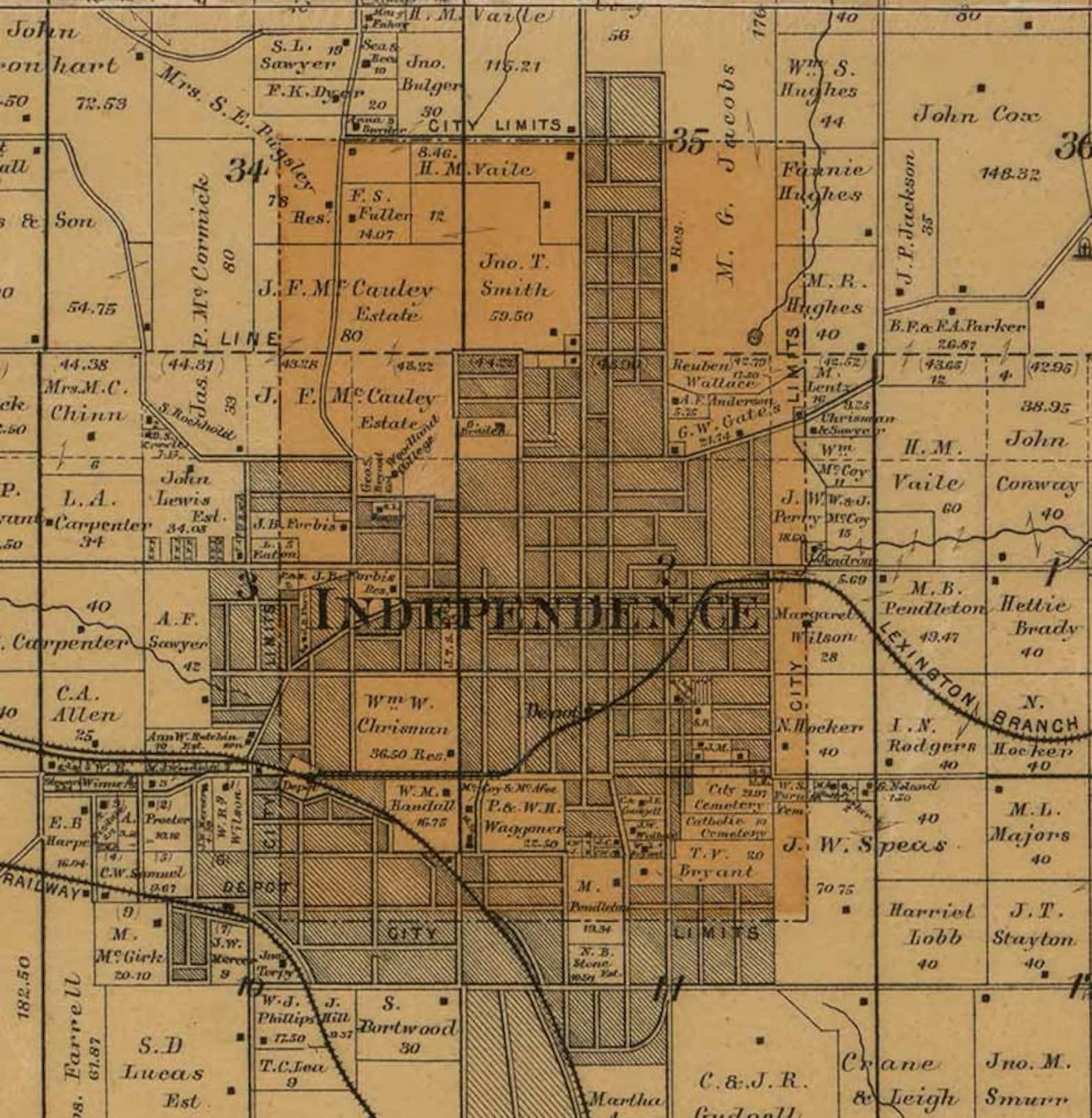 Jackson County Missouri 1887 Old Wall Map With Landowner & Etsy UK