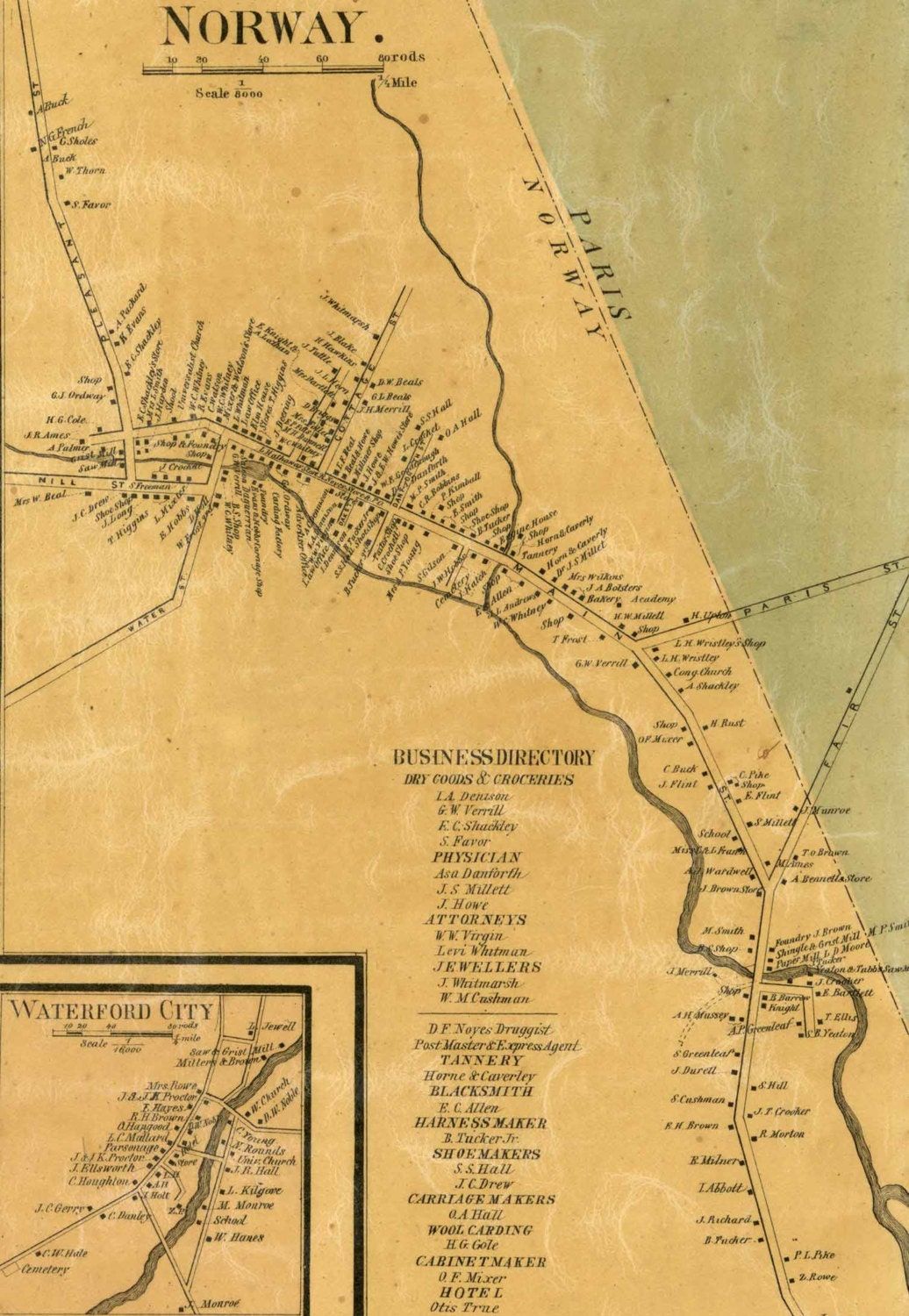 Oxford County Maine 1858 Old Wall Map Reprint With Homeowner Etsy