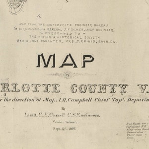 Charlotte County Virginia 1864 Old Wall Map With Homeowners - Etsy