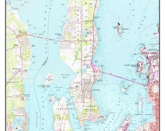 Jamestown - 1984 Old Topographic Map USGS Conanicut Island Beaver Neck Jamestown Shores Burnside Custom Composite Reprint Rhode Island 7x7