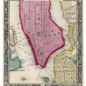New York City - 1860 Map by Mitchell - Reprint NYC