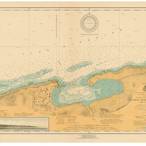 Eagle Harbor on the Keweenaw Peninsula 1922 - Lake Superior - Michigan Nautical Map Reprint  -  Harbors small 948