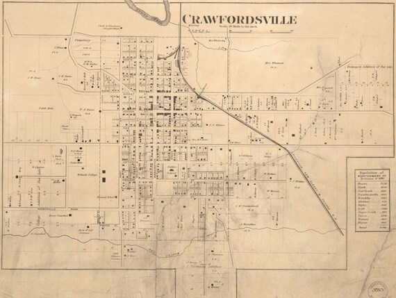 Montgomery County Indiana Map Montgomery County Indiana 1864 Old Wall Map Reprint With | Etsy India