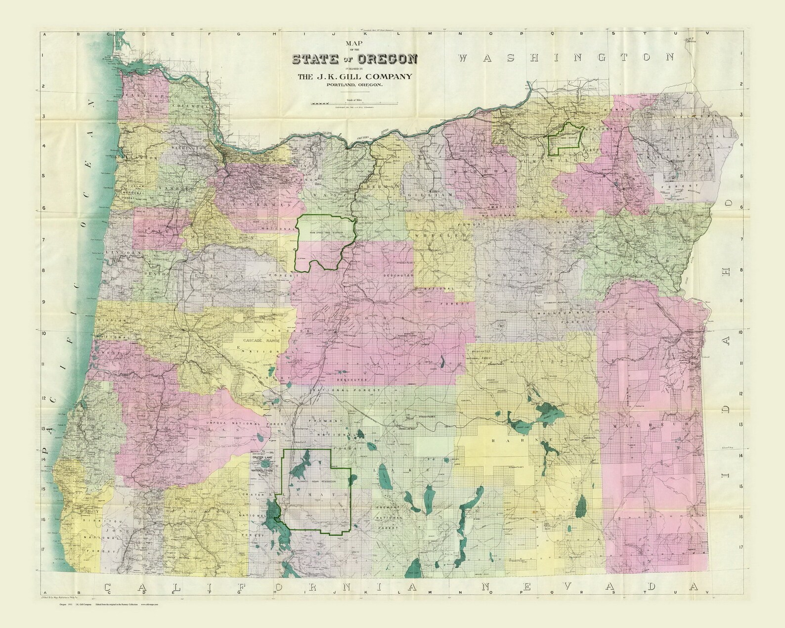 Oregon 1911 - State Map - Old Map Reprint - Etsy