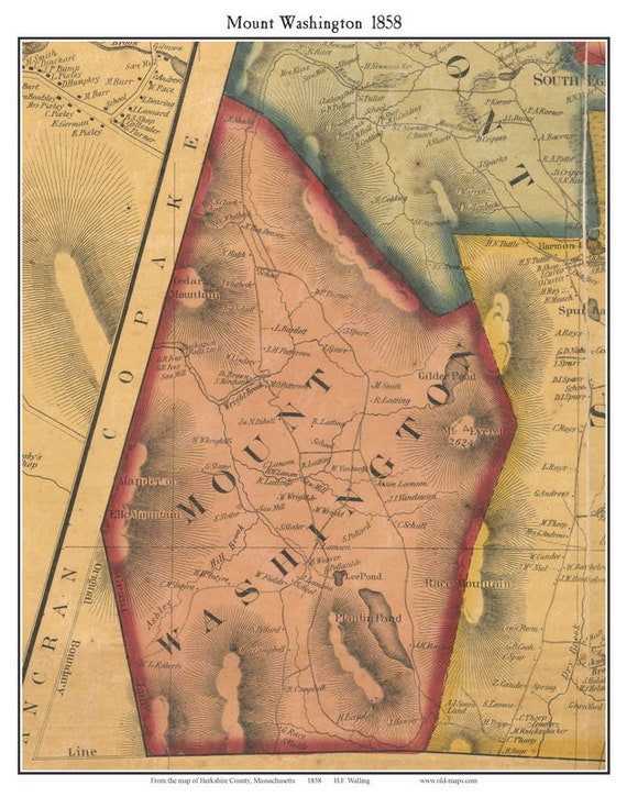 Mount Washington 1858 Old Town Map With Homeowner Names Etsy