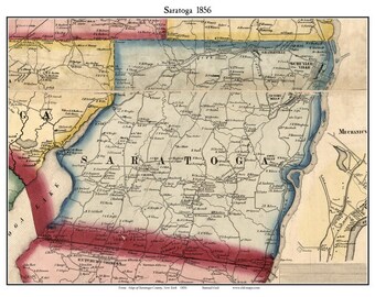 Saratoga 1856 Old Town Map with Homeowner Names New York Schuylerville - Reprint Genealogy Saratoga County NY TM