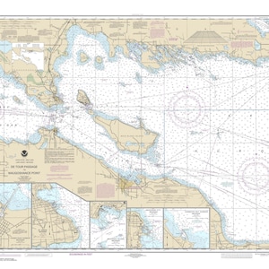 De Tour Passage Straits of Mackinac 2019 - Lake Huron Lake Michigan Cheyboygan Nautical Map Reprint - Great Lakes Harbors #6 - 060