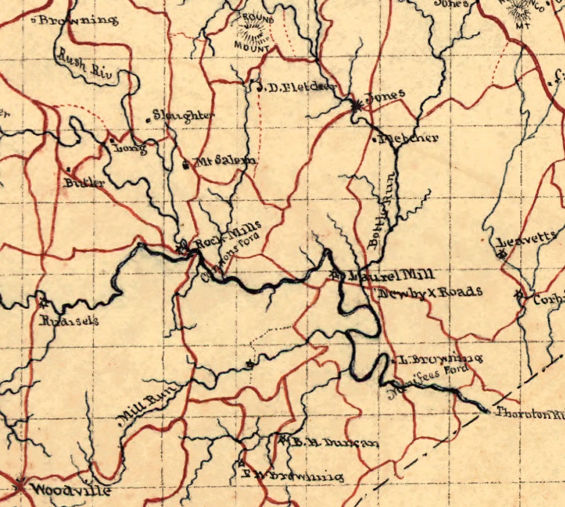 Rappahannock County Virginia 1863 Old Wall Map With Etsy