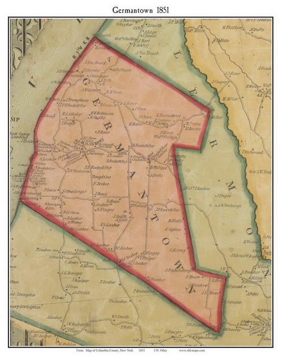 Germantown 1851 Old Town Map with Homeowner Names New York Etsy