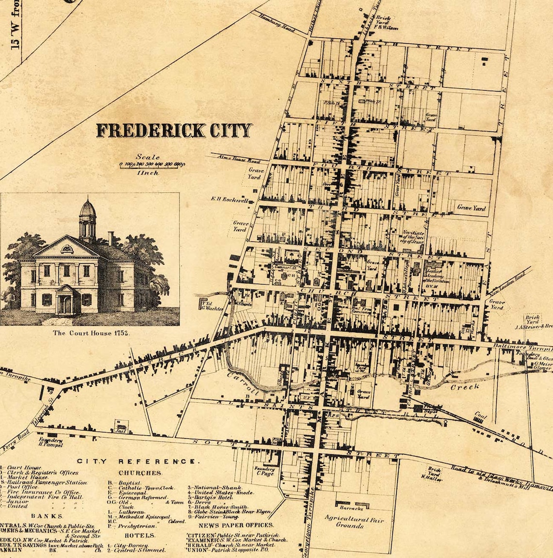 Frederick County Maryland 1858 par Isaac Bond Old Wall Map Etsy