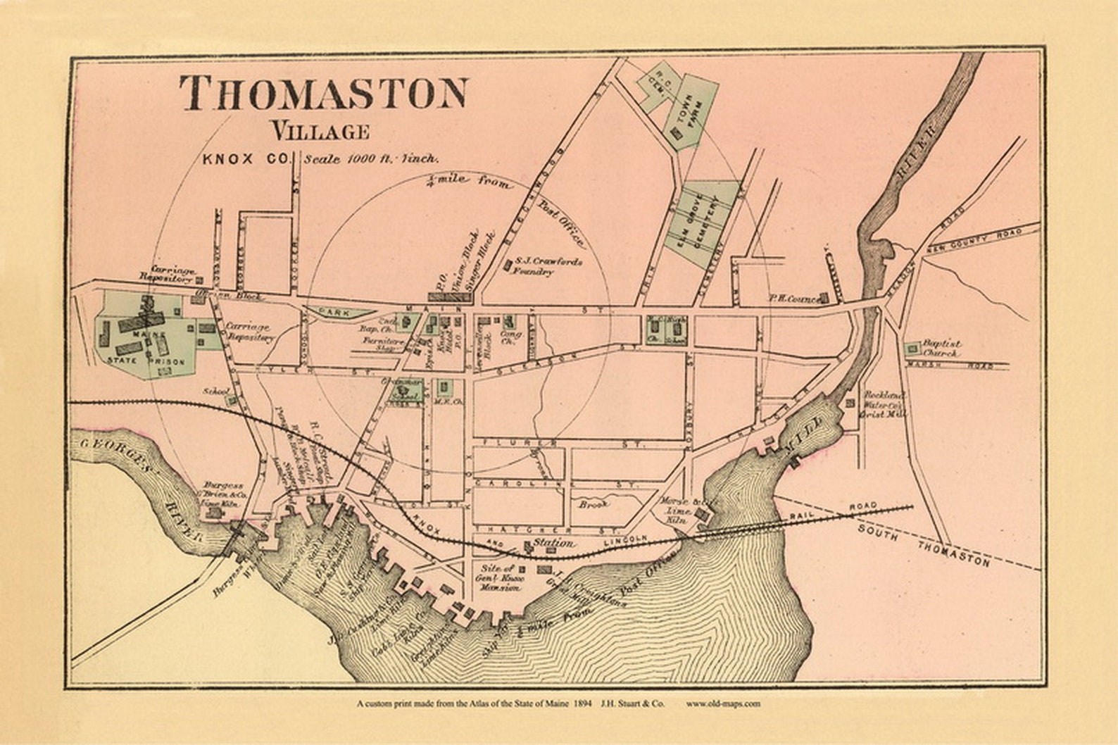 Thomaston 1894 Old Map Reprint Maine State Atlas Stuart 033d Etsy UK