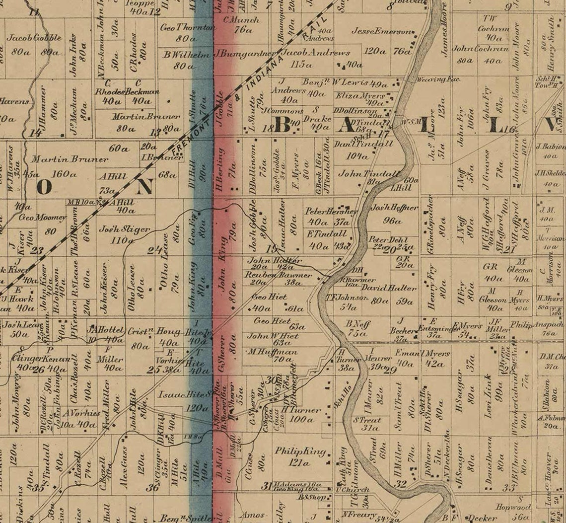 Sandusky County Ohio 1860 Old Wall Map Reprint With Etsy