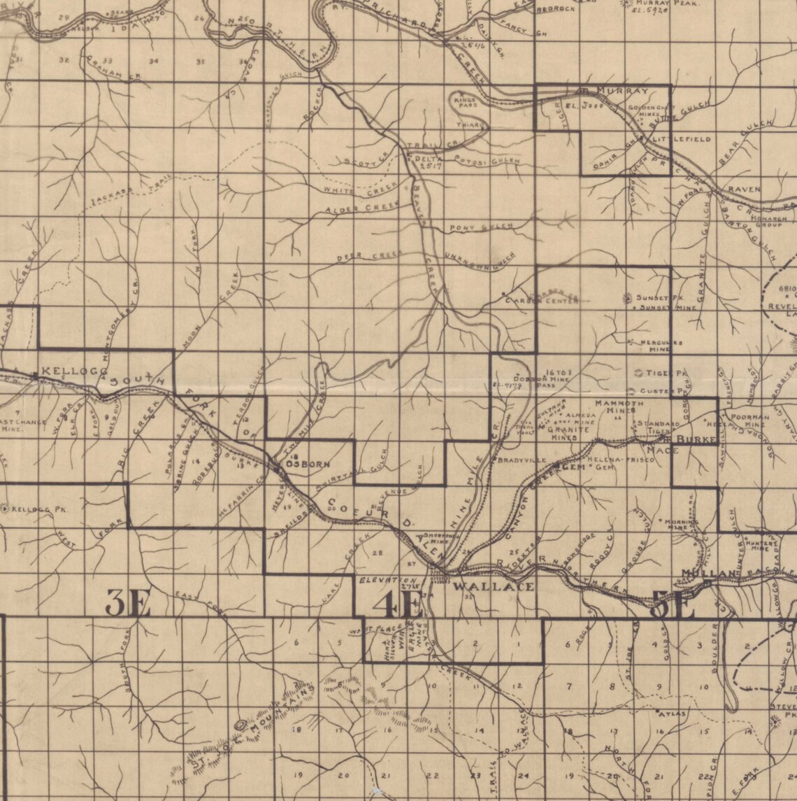 Shoshone County Idaho 1907 Old Wall Map Reprint Lot Etsy.de