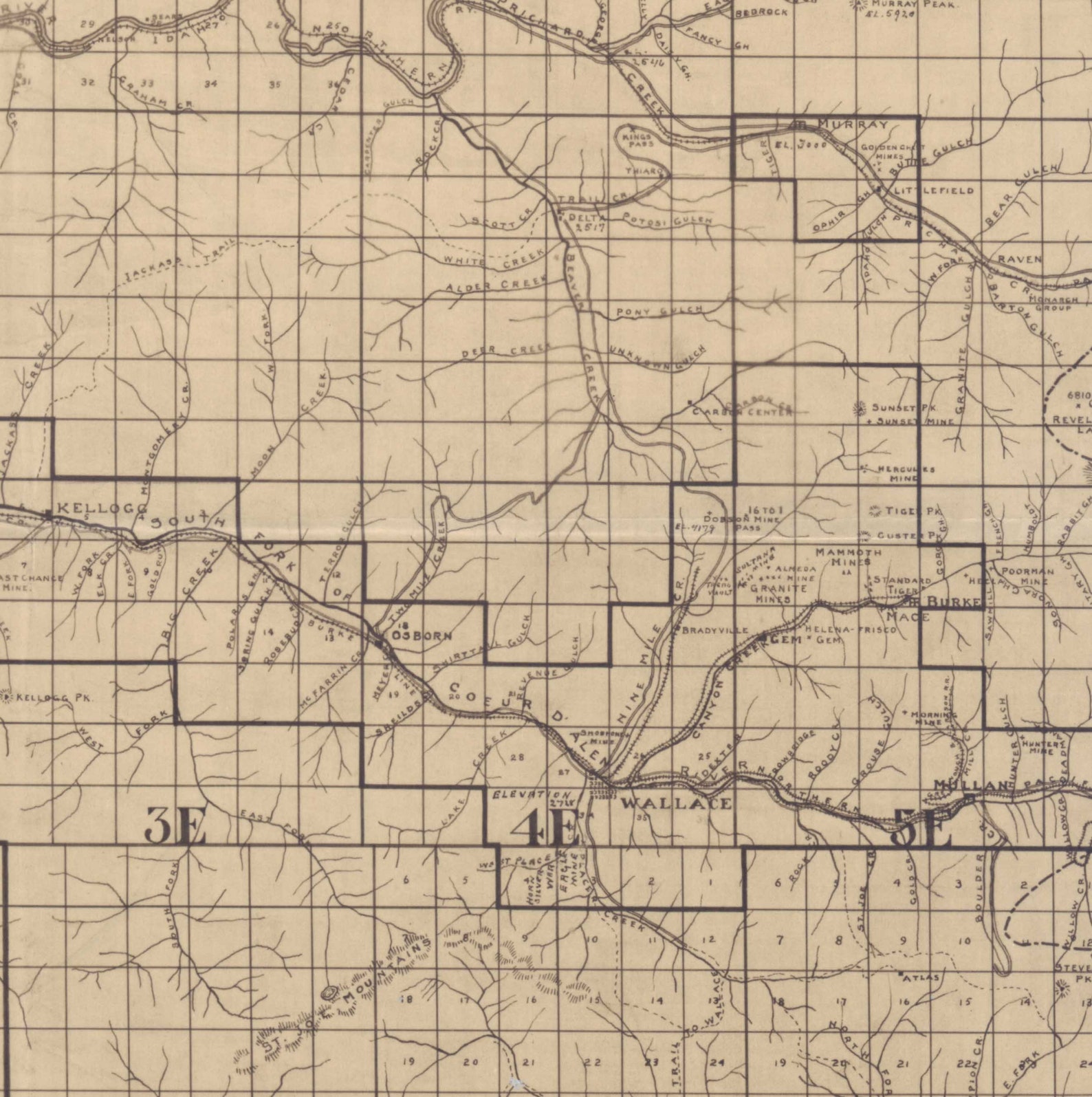 Shoshone County Idaho 1907 Old Wall Map Reprint Lot Etsy