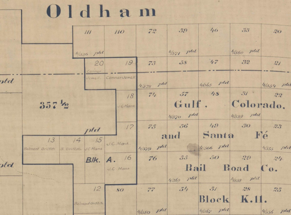 Deaf Smith County Texas 1898 Old Wall Map Reprint With Etsy